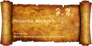 Hovorka Norbert névjegykártya